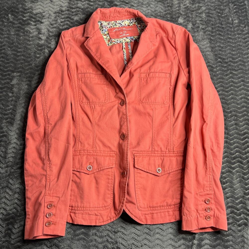 Eddie Bauer Legend Wash Military Jacket Women’s Size 10 Tall Orange Cotton Mix